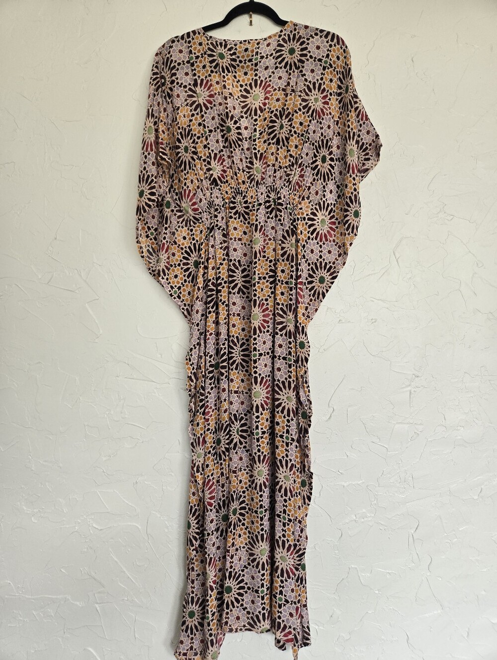 Rujuta Sheth Boho Colorful Daisy Maroon Green Yellow Flowy Kaftan Dress, OS - Picture 9 of 12